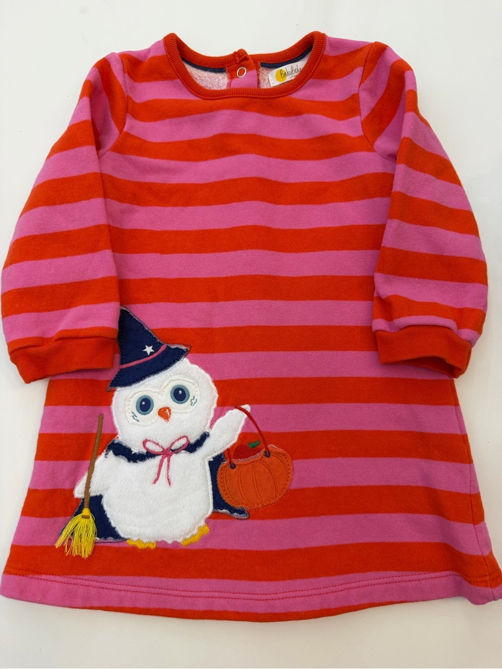 Baby Boden Pink & Red Striped Halloween Owl Dress size 9/12 months